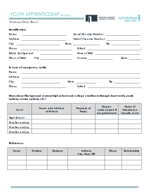 Personal Data Sheet