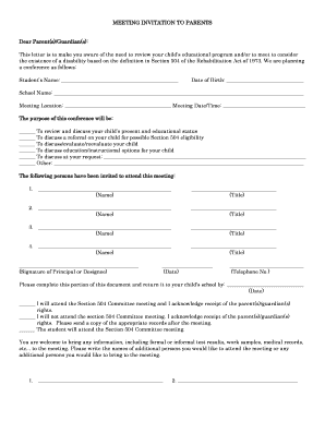 Section 504 Meeting Invitation