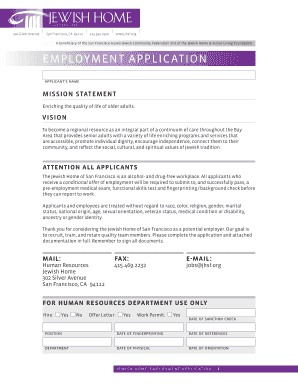 Jewish Home Employment Application