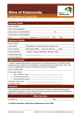 Work Experience Request Form