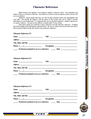 Character Reference Form