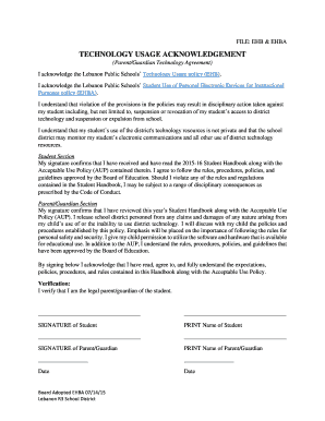 Lebanon Public Schools Technology Usage Agreement