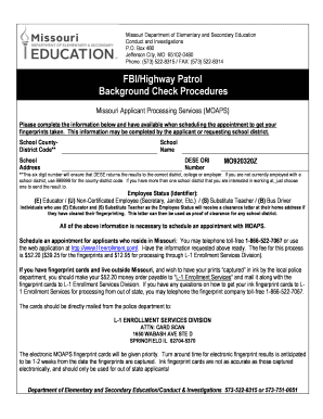 Missouri Background Check Form
