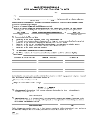 Notice and Consent for Special Education Evaluation