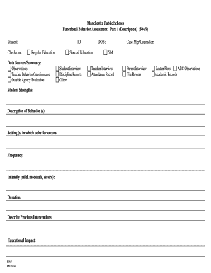 Functional Behavior Assessment Form