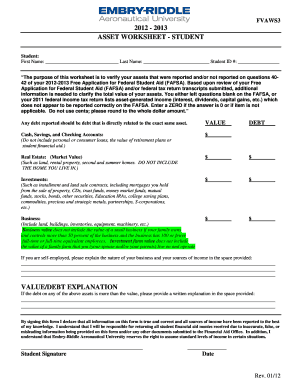 Student Asset Worksheet
