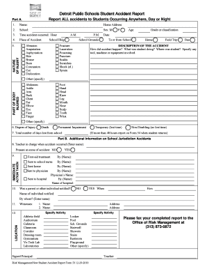 Detroit Public Schools Student Accident Report