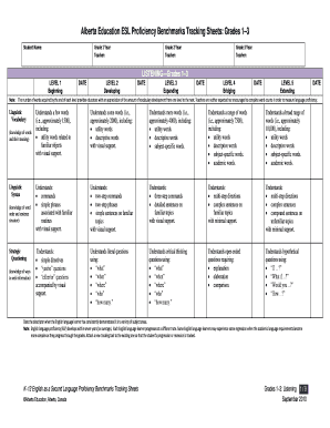Alberta ESL Proficiency Benchmarks Tracking Sheet
