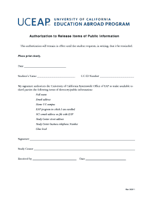 Authorization to Release Student Information