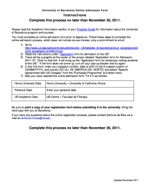 University of Barcelona Online Admission Form Instructions - eap ucop