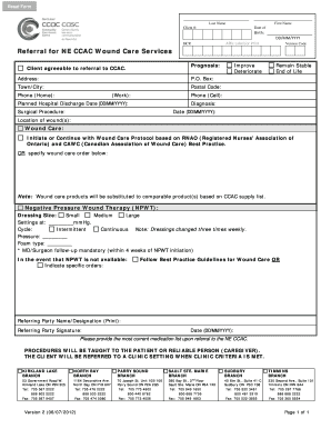 Referral for CCAC Wound Care Services
