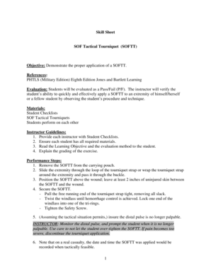 SOFTT Application Skill Sheet