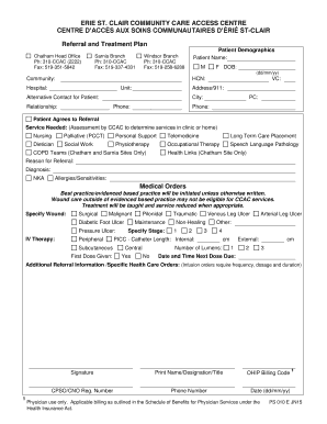 CCAC Referral and Treatment Plan