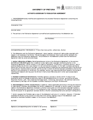 Author's Addendum to Publication Agreement