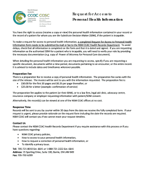 Request for Access to Personal Health Information