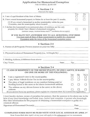 Maine Homestead Exemption Application