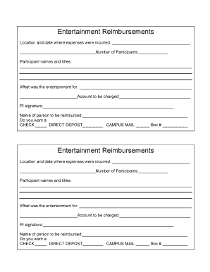 Entertainment Reimbursement Form