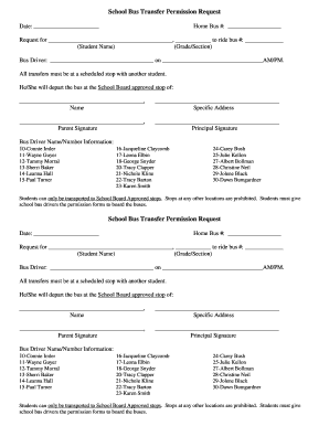 School Bus Transfer Permission Request