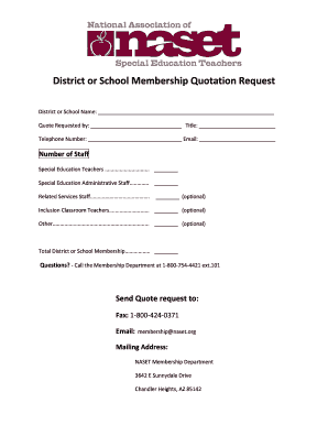 District or School Membership Quotation Request