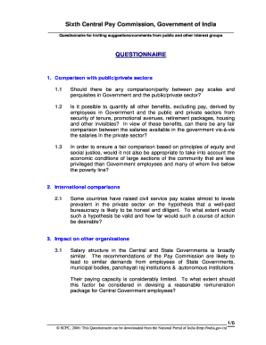 Sixth Central Pay Commission Questionnaire