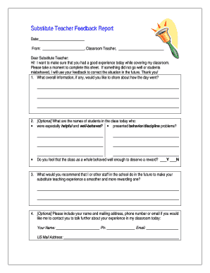fillable online naset substitute teacher feedback report substitute feedback form