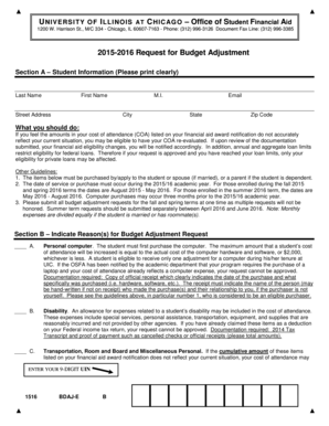 2015-2016 Request for Budget Adjustment