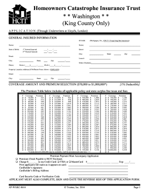 Homeowners Catastrophe Insurance Trust Application