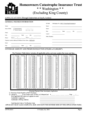 Homeowners Catastrophe Insurance Trust Application