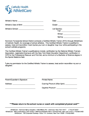 New York Student Athletic Permission Form