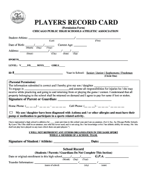 Chicago Public High Schools Athletic Permission Form