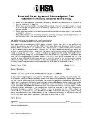 IHSA Performance-Enhancing Substance Testing Agreement