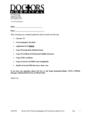 Georgia Uniform Healthcare Practitioner Credentialing Application Form