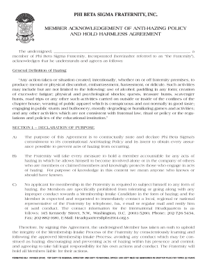 Phi Beta Sigma Anti-Hazing Policy Agreement