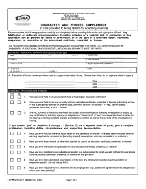 Washington Coaching Records Character and Fitness Supplement