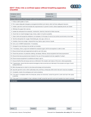 Confined Space Entry Checklist