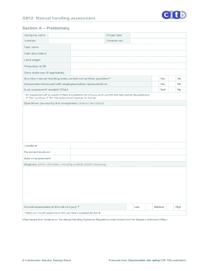 GB12 Manual Handling Assessment Form