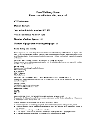 Proof Delivery Form