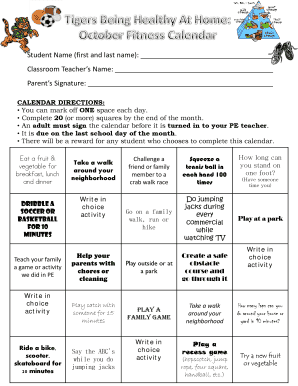 Physical Activity Calendar