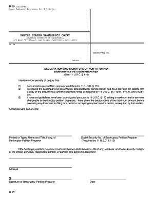 US Bankruptcy Petition Preparer Declaration