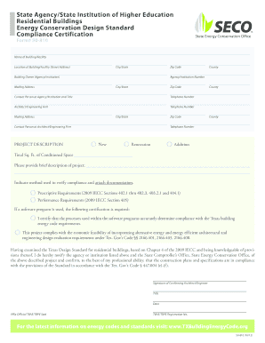 Texas Residential Energy Conservation Compliance Certification