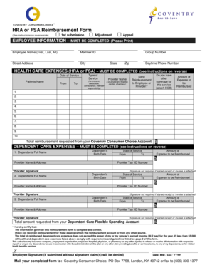 HRA or FSA Reimbursement Form