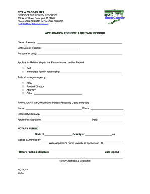 Application for DD214 Military Record