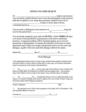 Notice to Cure or Quit