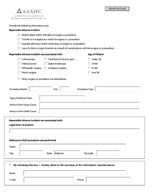 Reportable Adverse Incident Form