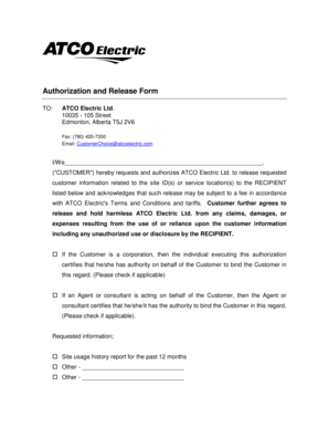 Authorization and Release Form