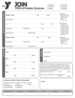 YMCA Membership Application Form