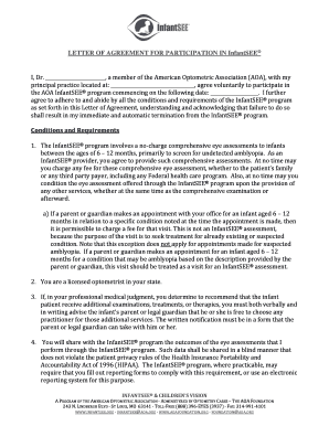Letter of Agreement for InfantSEE Participation
