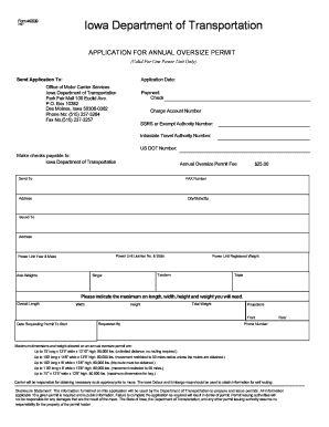 Iowa Annual Oversize Permit Application