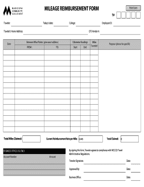 Mileage Reimbursement Form