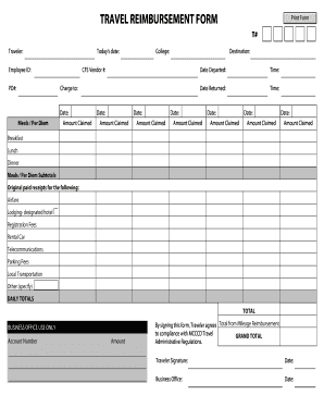 Travel Reimbursement Form